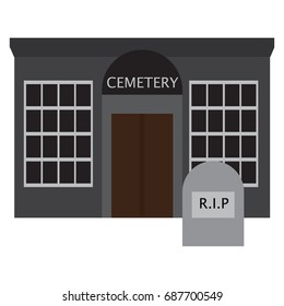 Building cemetery icon, vector illustration flat style design isolated on white. Colorful graphics