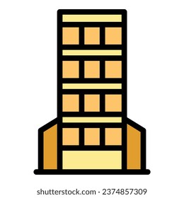 Building center icon outline vector. Modern city. Store mall color flat