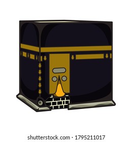 edificio en el centro de la masjid más importante del Islam, disponible en vector sobre fondo blanco, ka'bah
