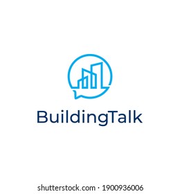 Construcción de chat de línea Estilo de arte Logo Plantilla de diseño de vectores