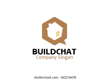 Building Chat Logo Design Illustration