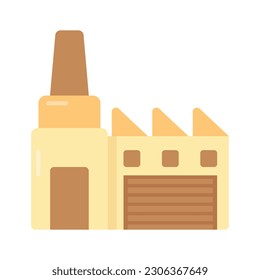 Building with chimney denoting power plant or industry icon in modern style