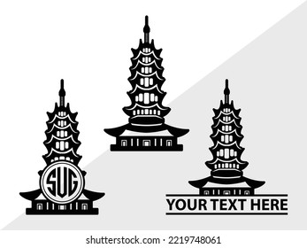 Building Of Chinese SVG Printable Vector Illustration