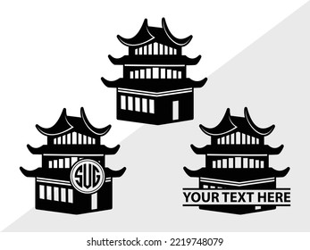 Building Of Chinese SVG Printable Vector Illustration