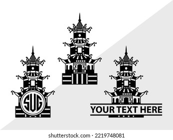 Building Of Chinese SVG Printable Vector Illustration