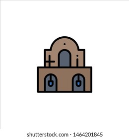 Building, Christmas, Church, Easter Business Logo Template. Flat Color. Vector Icon Template background