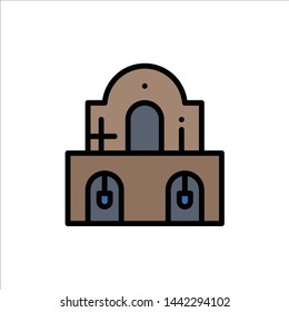 Building, Christmas, Church, Easter  Flat Color Icon. Vector icon banner Template