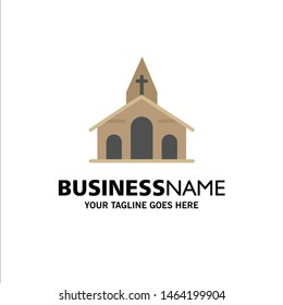 Building, Christmas, Church, Spring Business Logo Template. Flat Color. Vector Icon Template background