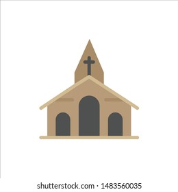 Building, Christmas, Church, Spring  Flat Color Icon. Vector icon banner Template