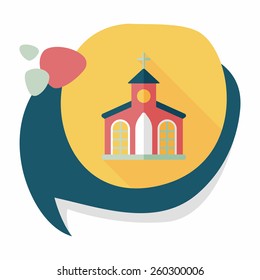 Building church flat icon with long shadow,eps10