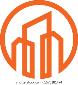 Building in circle logo abstract