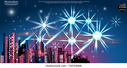 
Building in the city Colorful and fireworks -  modern design Idea and Concept  Vector illustration Business  Infographic template.