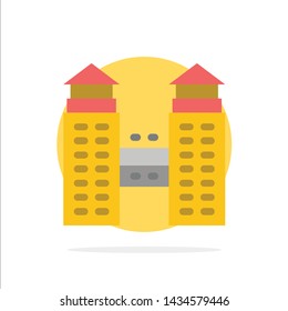 Building, City, Construction Abstract Circle Background Flat color Icon