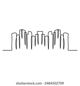 Building city continuous line art illustration