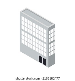 icono isométrico de fachada de ciudad de construcción