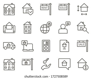 building, city, house set vector icons. Real estate icon set. Simple Set of Real Estate Related Vector Line Icons. Contains such Icons as Map, Plan, Bedrooms