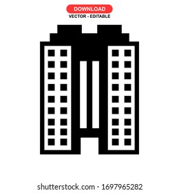 icono de la ciudad de construcción o logotipo símbolo de signo aislado ilustración vectorial - iconos vectoriales de estilo negro de alta calidad

