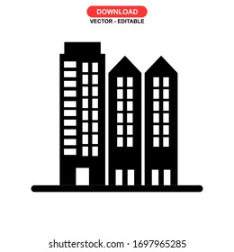 building city icon or logo isolated sign symbol vector illustration - high quality black style vector icons
