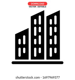building city icon or logo isolated sign symbol vector illustration - high quality black style vector icons
