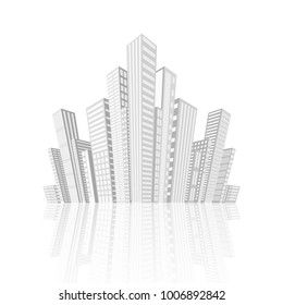 Building and city illustration. Illustration isolated on white background. Graphic concept for your design