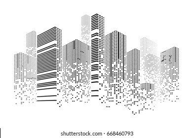 Building and city illustration. Illustration isolated on white background. Graphic concept for your design