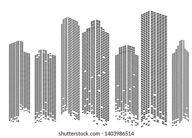 Building and City Illustration at night