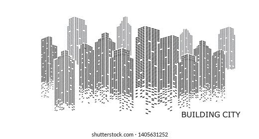 Building and City Illustration at night