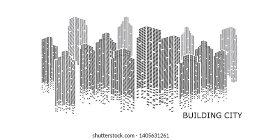 Building and City Illustration at night