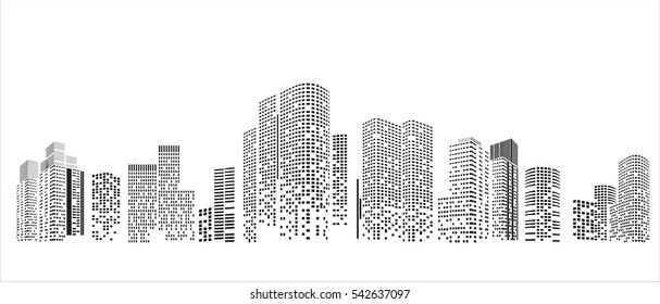 Building and City Illustration, City scene on night time