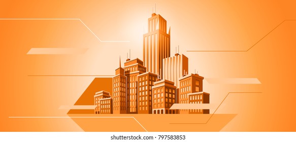 Building and City Illustration, City scene. Vector