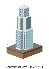 Building of City. Isometric design. Vector graphic