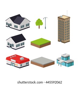 Building of City. Isometric design. Vector graphic