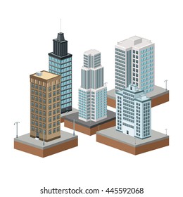 Building of City. Isometric design. Vector graphic