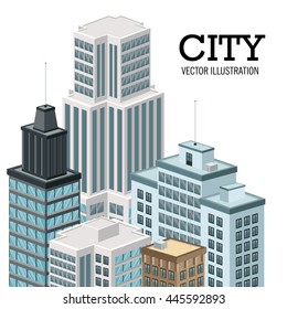 Building of City. Isometric design. Vector graphic