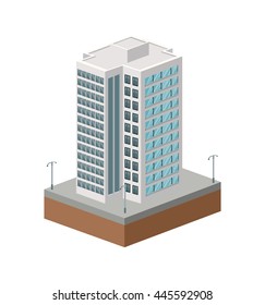 Building of City. Isometric design. Vector graphic