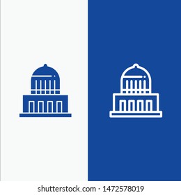 Building, City, Landmark, Usa Line and Glyph Solid icon Blue banner Line and Glyph Solid icon Blue banner