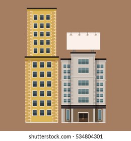 building city with large blank urban billboard