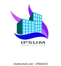 The building and the city logo