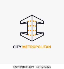 Building city metropolitan modern design logo style vector isolated