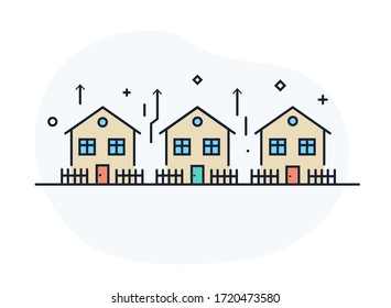 Building, city, navigation. linear illustration Icons infographics. Landing page site print poster. Eps vector