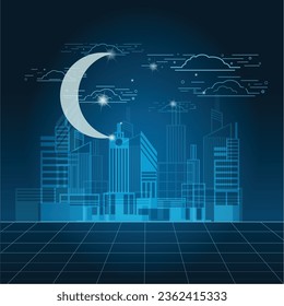 Building and city at the night background 