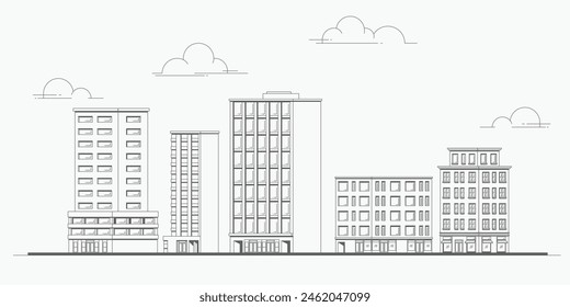 Construyendo Ilustración vectorial de diseño de contorno de ciudad