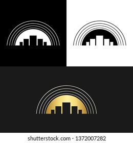Building CIty Signal Sonar Gold Icon Logo