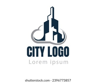 building city sky crapper cloud computing connect logo icon symbol design template illustration inspiration