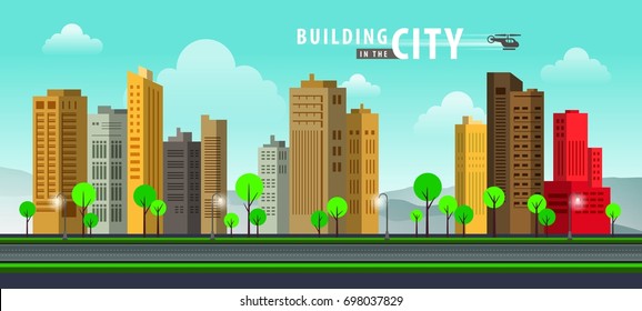 Building in the City, skyscraper Perspective. Architecture vector