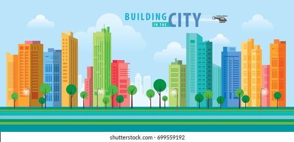 Building in the City, skyscraper Perspective. Architecture vector