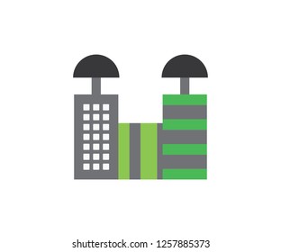 Building city vector house, real estate icon home and village