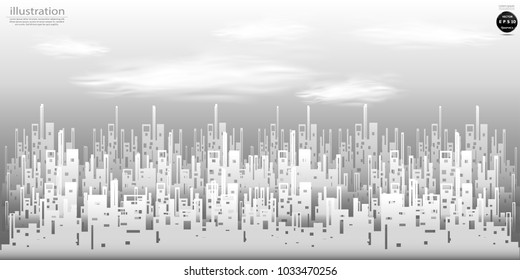 
 Building in the city White - Gray  -  modern design Idea and Concept  Vector illustration 
background.