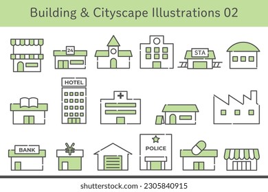 Ilustraciones de edificios y paisajes urbanos 02
