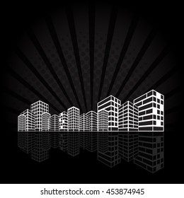building cityscape in night vector illustration